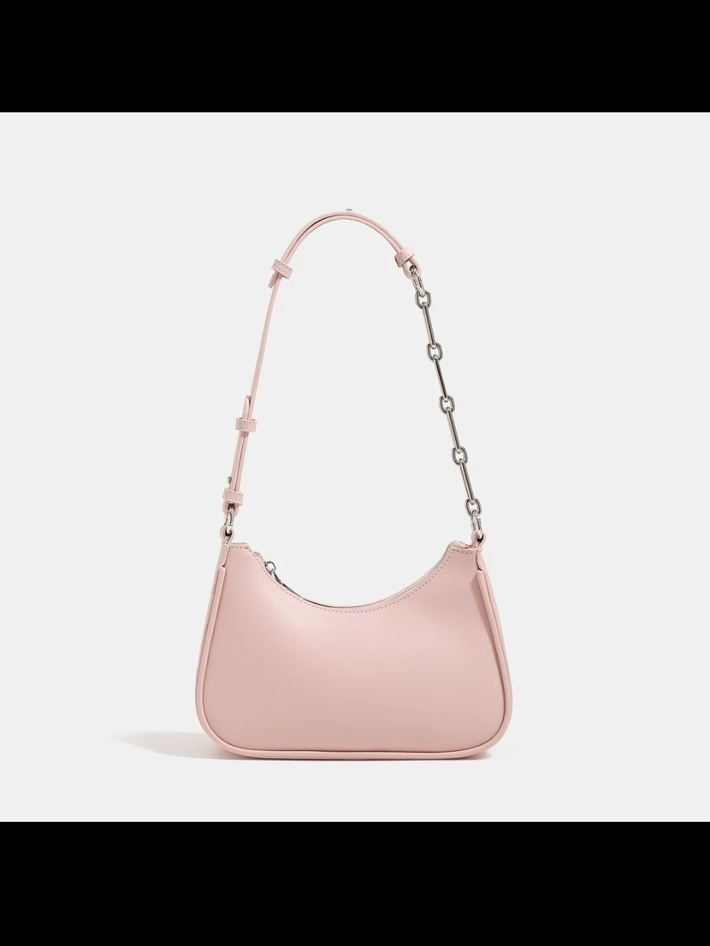 Leather Shoulder Bag in Blush Pink
